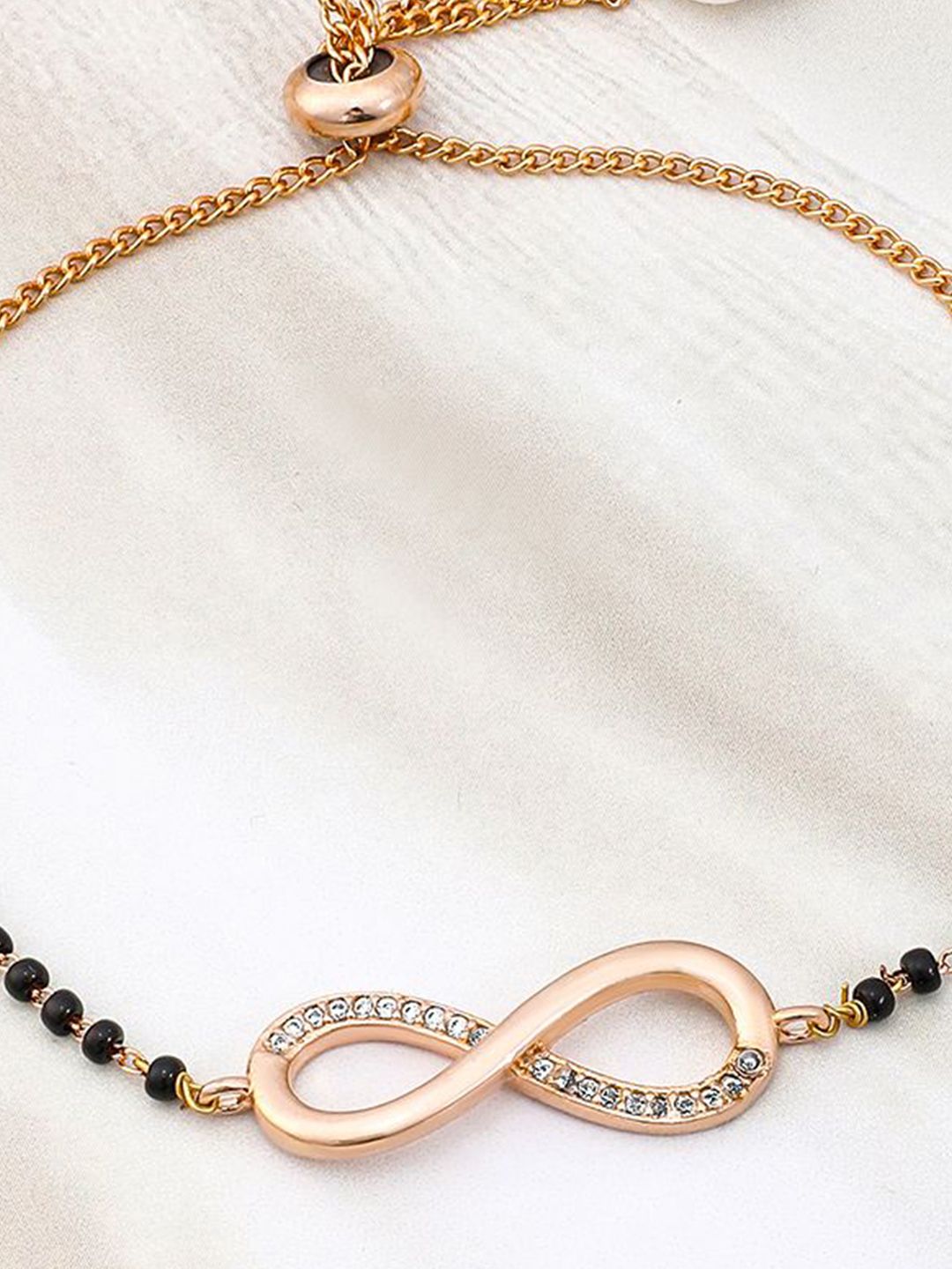 Dhiyona RJ Women's 18K Rose Gold-Plated Infinity CubicZirconia Studded Adjustable Mangalsutra Bracelet