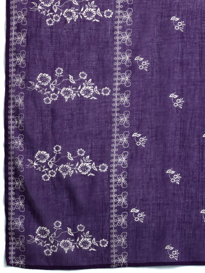 Floral Printed Pure Cotton Kurta with Trousers & Dupatta