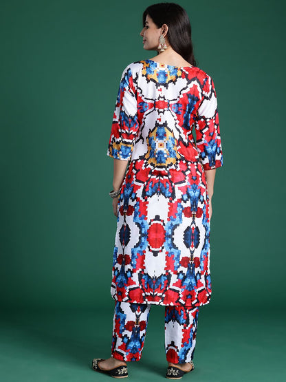 Dhiyona IE Women Printed Regular Kurta with Trousers
