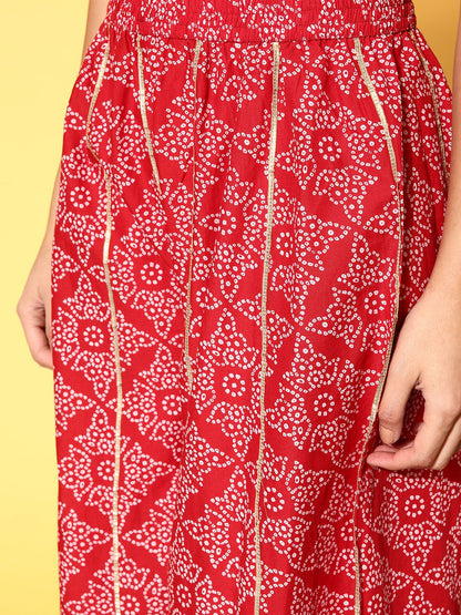 Dhiyona VA Women's Bandhani Pure Cotton Print Parade Kurta Set