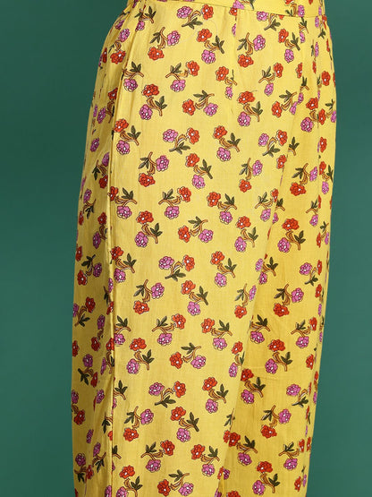 Dhiyona IE Floral Printed Empire Gotta Patti Pure Cotton Kurta With Trousers & Dupatta