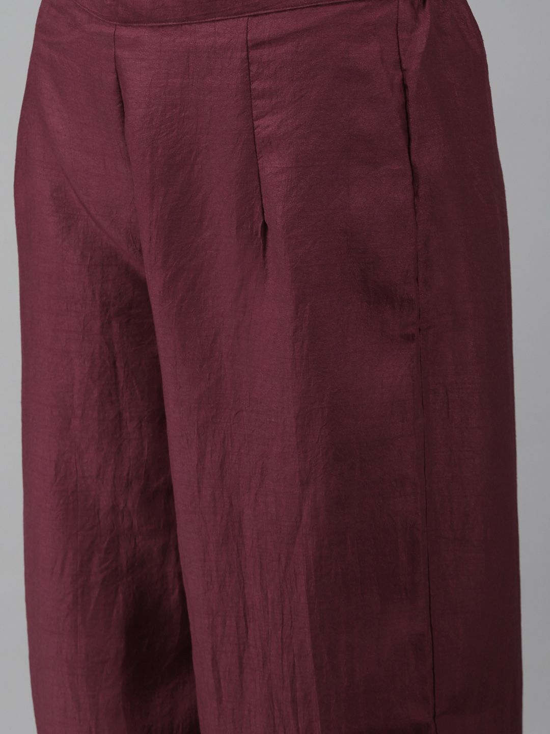 Dhiyona IE Women Maroon Yoke Design Regular Mirror Work Kurta with Palazzos