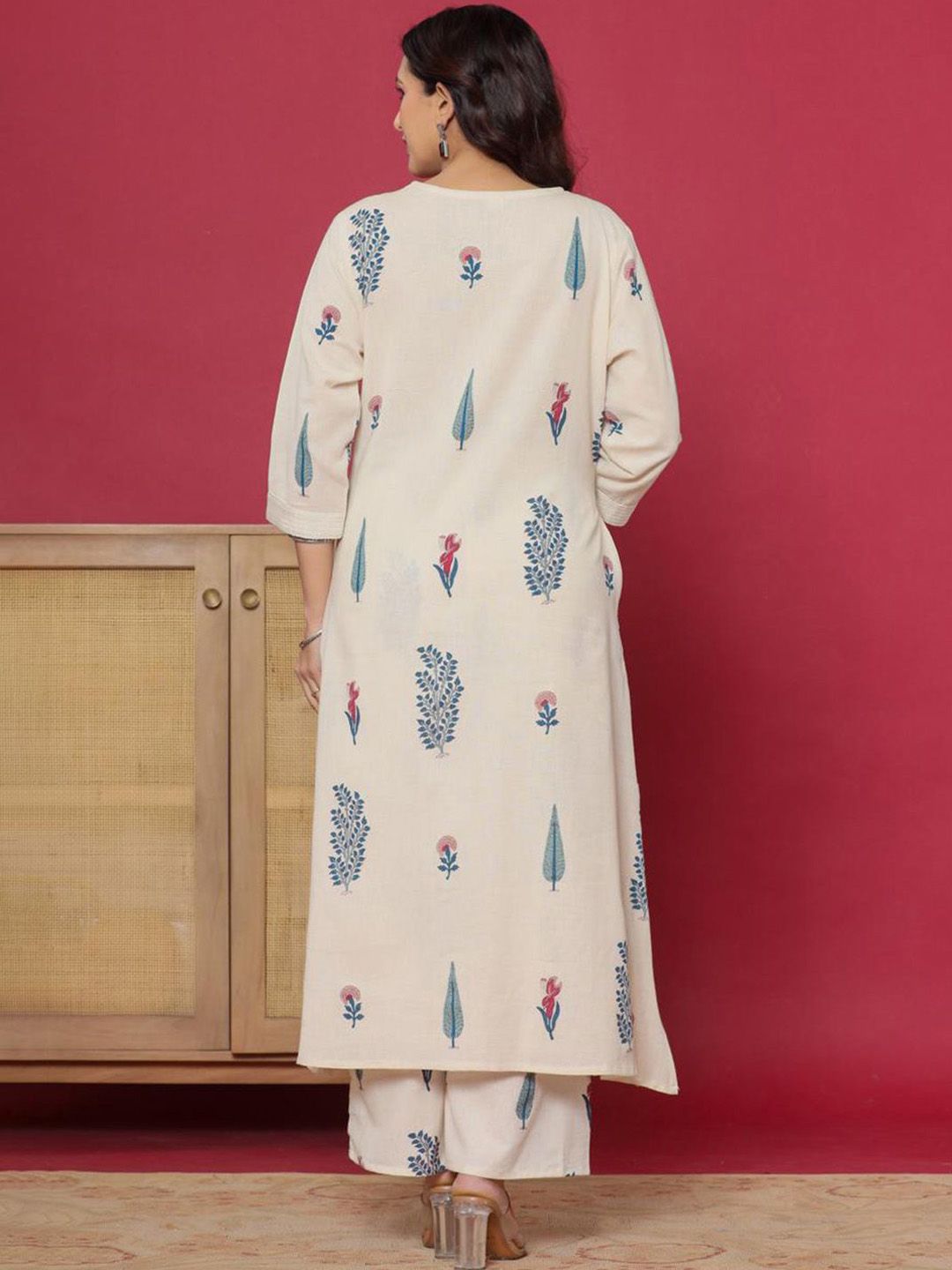 Women Floral Printed Regular Pure Cotton Kurta with Palazzos
