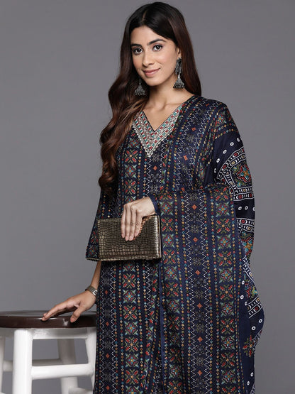 Dhiyona VA Women's Ethnic Motifs Printed Regular Thread Work Kurta with Trousers & With Dupatta