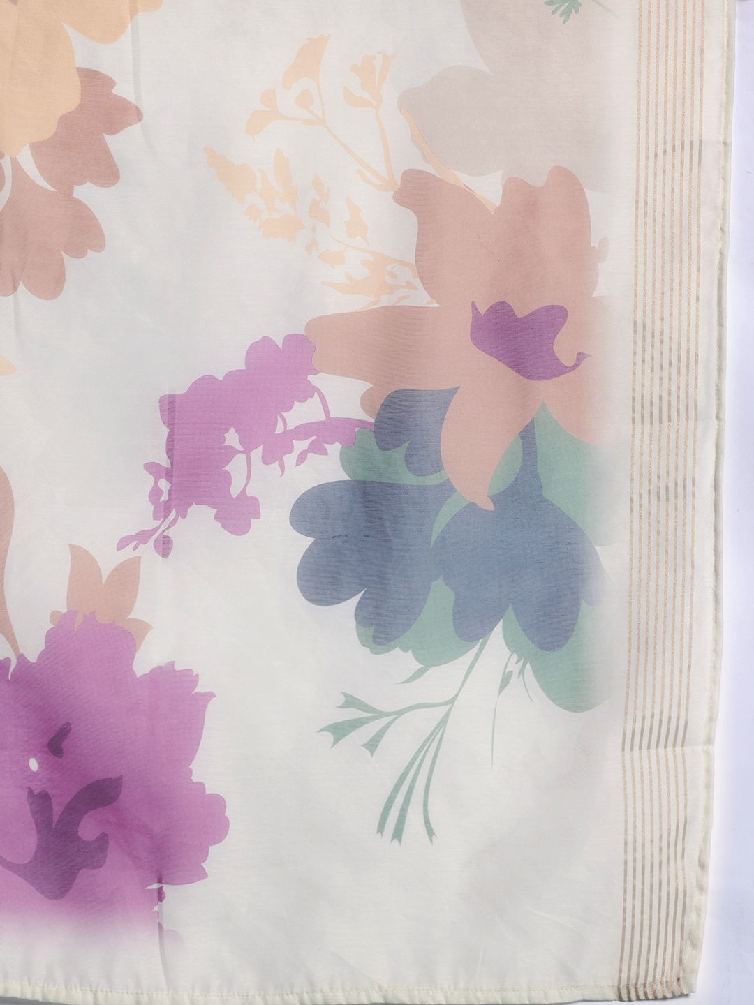 Floral Embroidered Mirror Work Chanderi Silk Kurta With Trousers & Dupatta