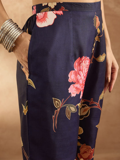 Dhiyona IE Women Floral Printed Regular Kurta with Trousers