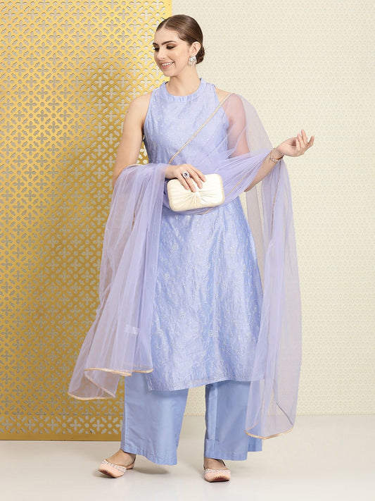 Dhiyona PD Women Women Ethnic Motifs Regular Sequined Jashn Kurta With Palazzos & Dupatta