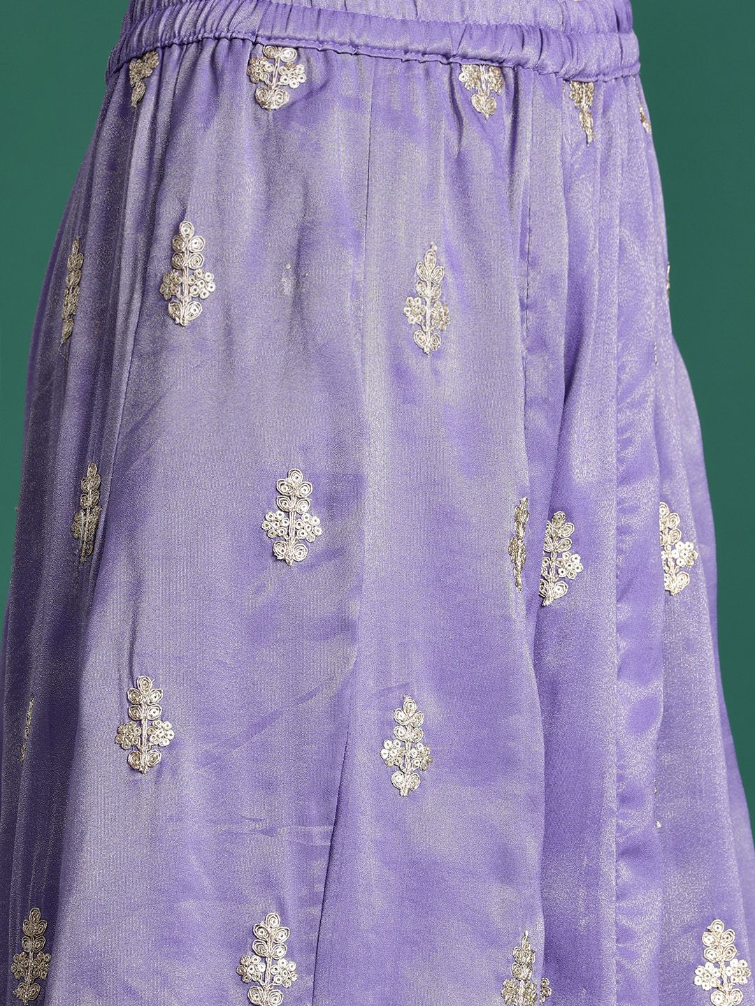 Ethnic Motifs Embroidered Sequinned Kurta With Palazzos & Dupatta