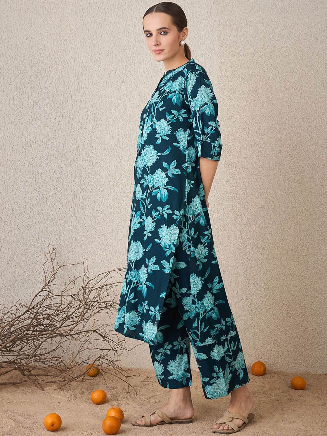 Dhiyona IE Women Floral Printed Regular Kurta with Palazzos
