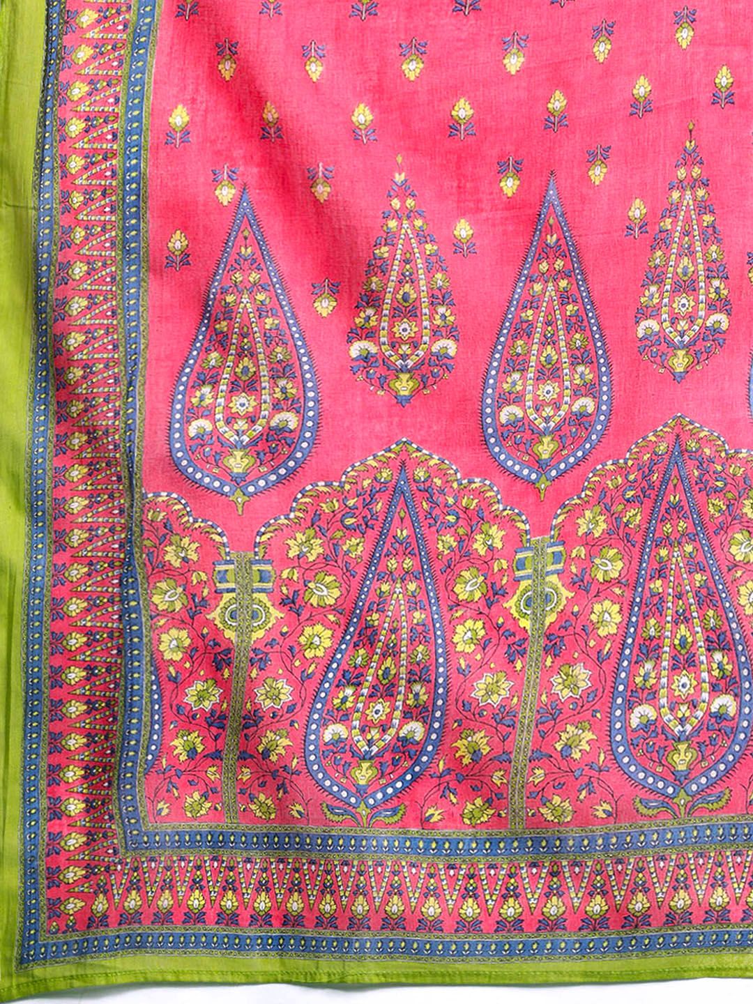 Ethnic Motifs Pure Cotton Kurta with Trousers & Dupatta