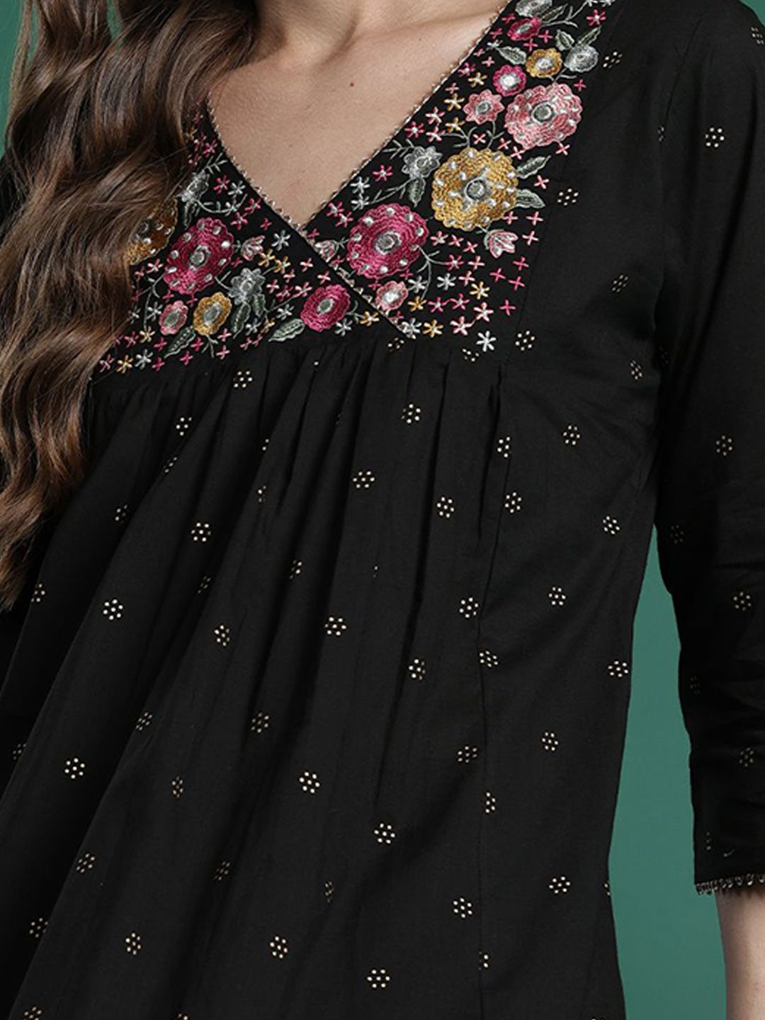 Dhiyona IE Embroidered Pure Cotton Tunic With Trouser Co-Ords