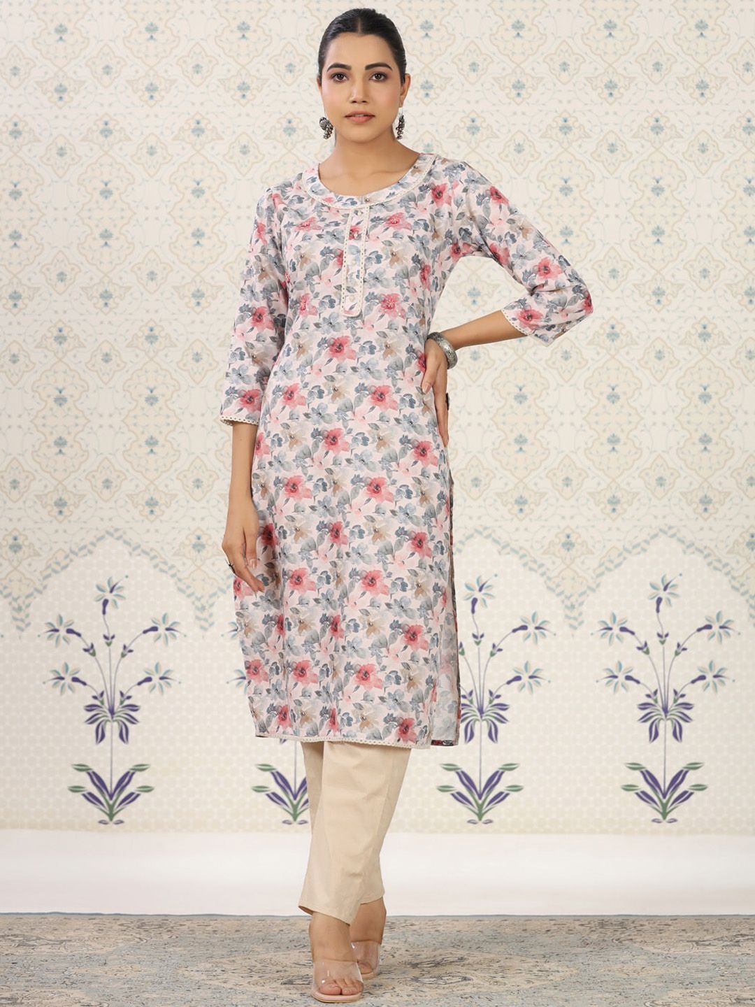 Dhiyona OD  Floral Printed Straight Kurta