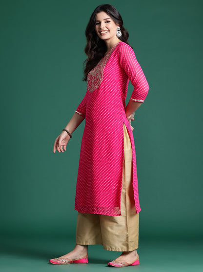 Dhiyona IE Leheriya Printed Indie Printed Georgette Kurta
