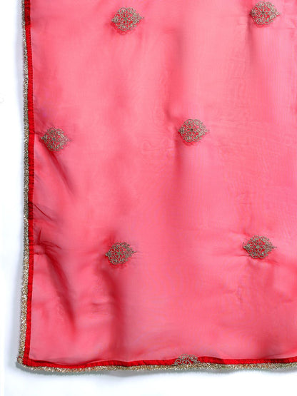 Dhiyona IE Ethnic Motifs Embroidered Liva Kurta With Trousers & Dupatta