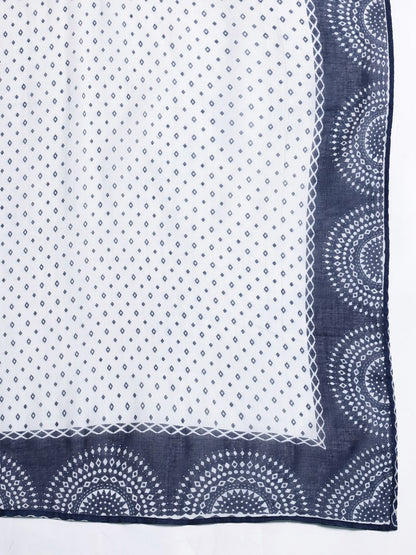 Printed Mirror Work Pure Cotton Kurta with Trousers & With Dupatta