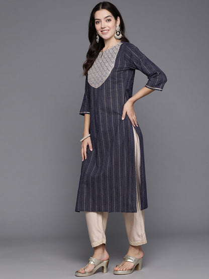 Dhiyona IE Women Ethnic Motifs Embroidered Sequinned Straight Kurta