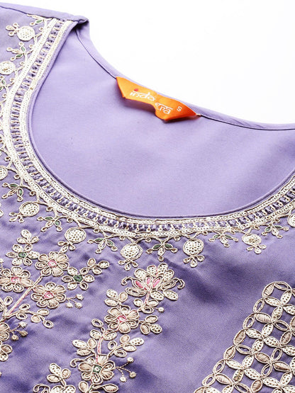 Dhiyona IE Ethnic Motifs Embroidered Sequinned Kurta With Palazzos & Dupatta