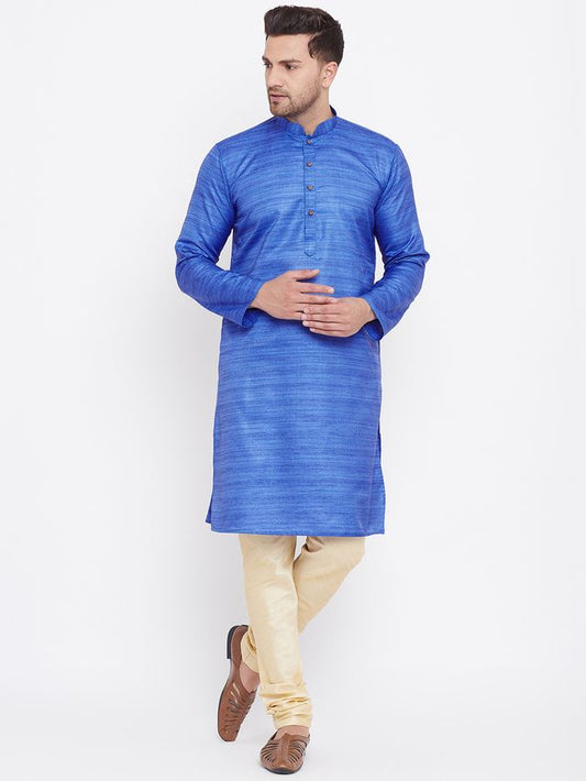 Men's Green Silk Blend Straight Kurta Pyjama Set