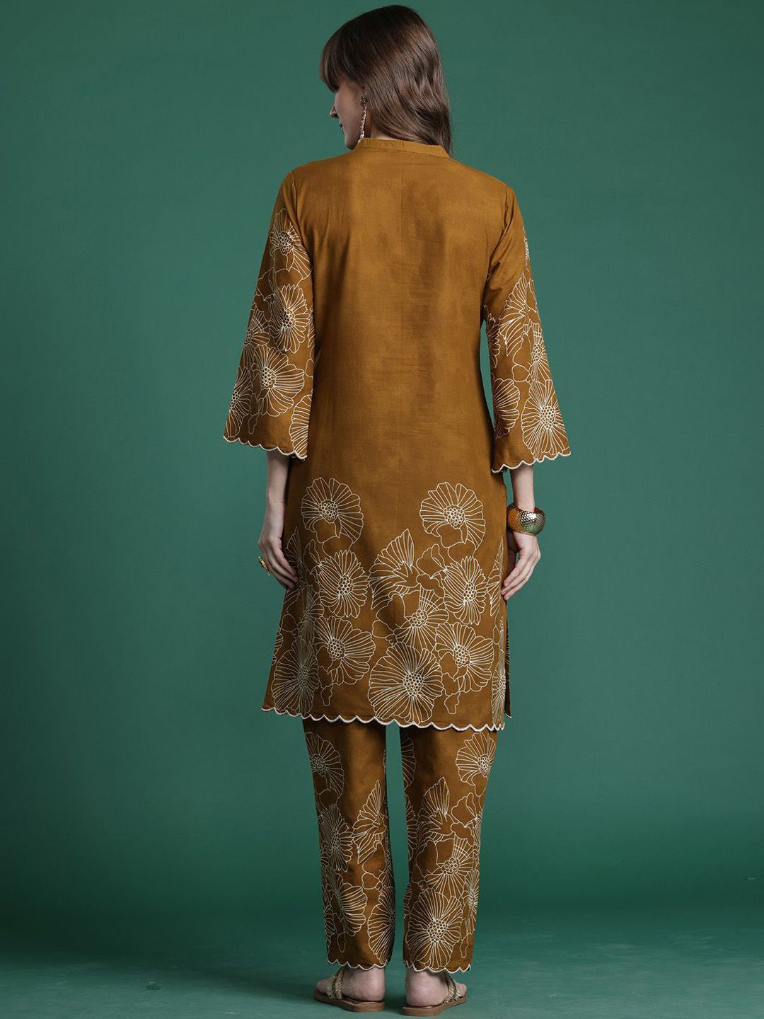 Dhiyona IE Embroidered Straight Tunic & Trousers Co-Ord Set