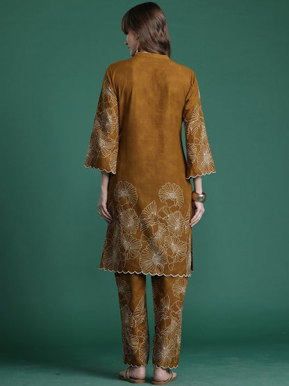 Dhiyona IE Embroidered Straight Tunic & Trousers Co-Ord Set