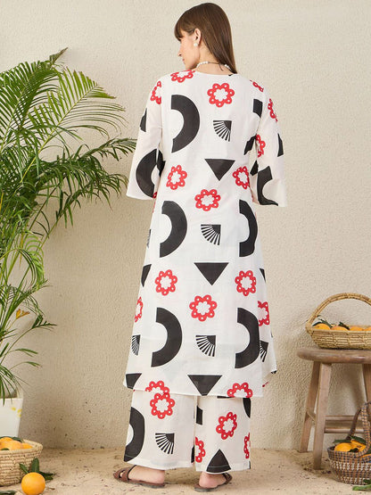 Dhiyona IE Printed Pure Cotton Tunic With Palazzo