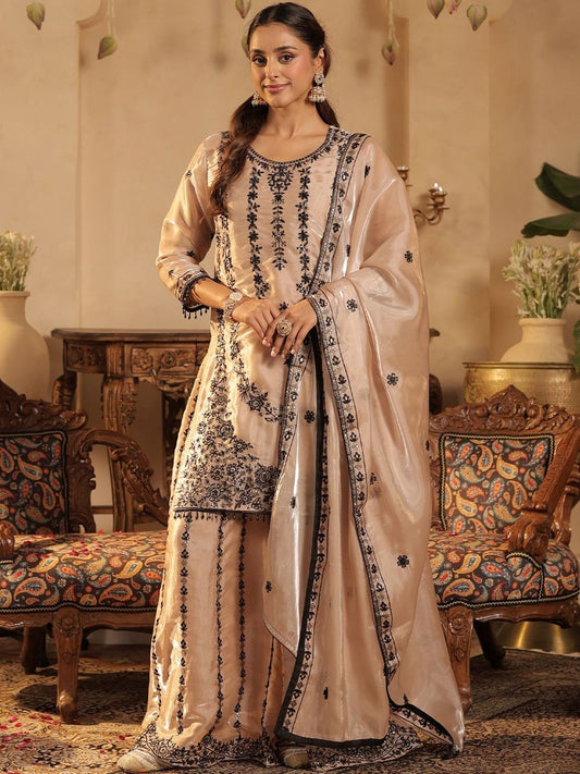 Women Ethnic Motifs Embroidered Regular Beads and Stones Kurta Set With Dupatta