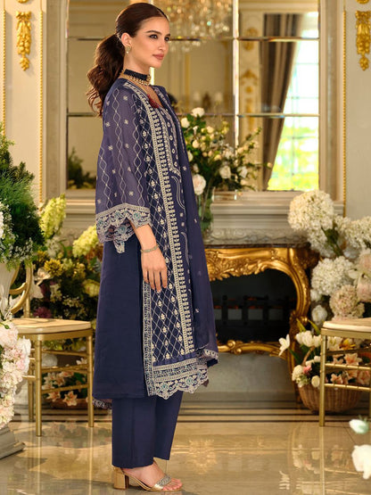 Ethnic Motifs Embroidered Sequinned Kurta with Trousers & Dupatta