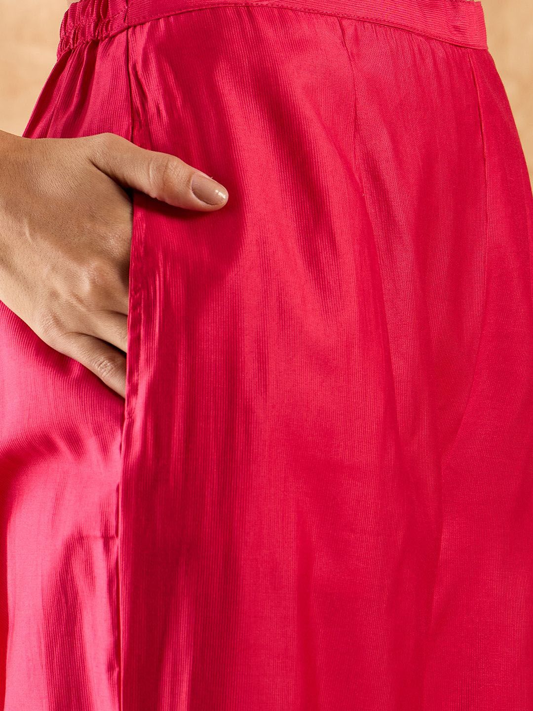 Ethnic Motifs Yoke Design Straight Thread Work Liva Kurta with Palazzos & Dupatta