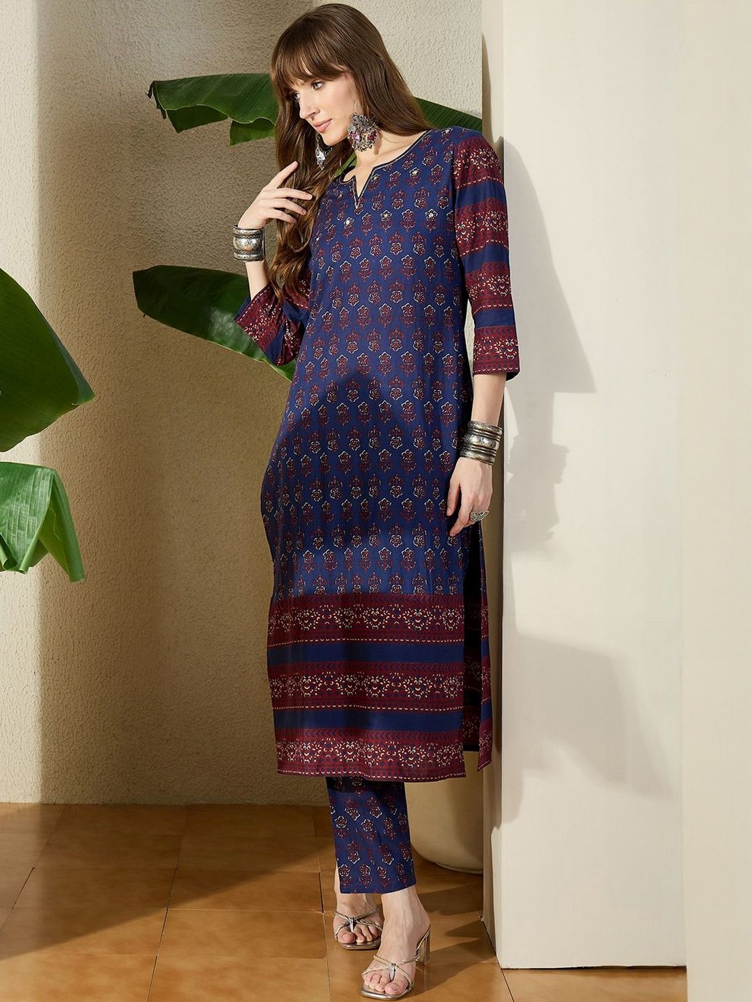Women Ethnic Motifs Printed Regular Pure Cotton Kurta with Trousers