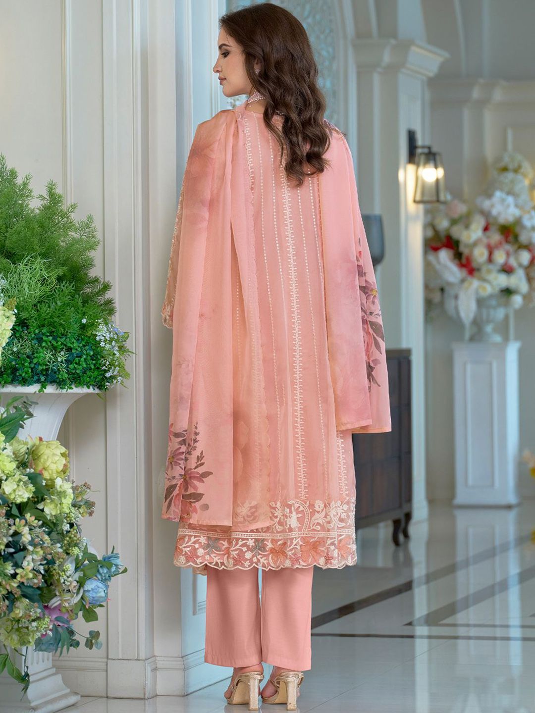 Women Ethnic Motifs Embroidered Sequinned Anarkali Kurta with Trousers & Dupatta