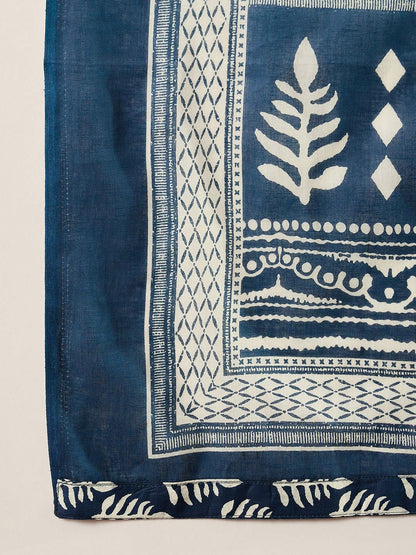 Dhiyona IE Ethnic Motifs Printed Thread Work Pure Cotton Kurta with Trousers & Dupatta