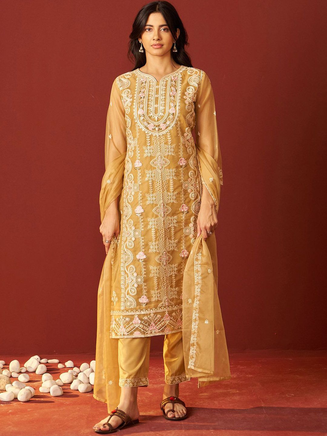 Women Ethnic Motifs Embroidered Kurta with Pyjama & Dupatta