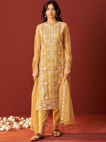 Women Ethnic Motifs Embroidered Kurta with Pyjama & Dupatta