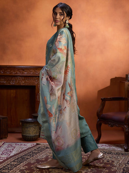Dhiyona WP Women Embroidered Regular Thread Work Kurta with Trousers & With Dupatta