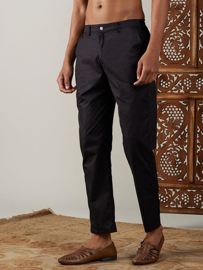 Men's Black Cotton Straight Pyjama
