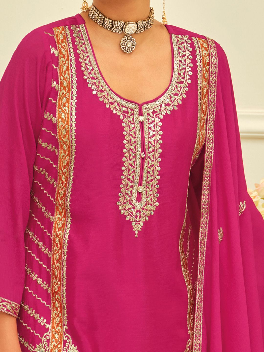 Women Ethnic Motifs Embroidered Kurta with Palazzo & Dupatta