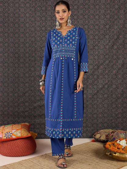 Women Ethnic Motifs Printed Regular Pure Cotton Kurta with Trousers & With Dupatta