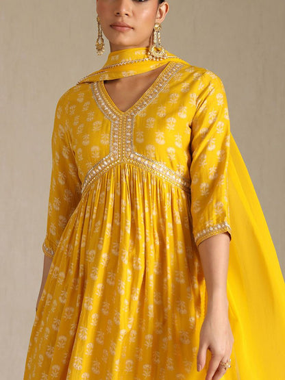 Dhiyona SO Women's Women Bandhani Printed Kurta with Trousers & With Dupatta