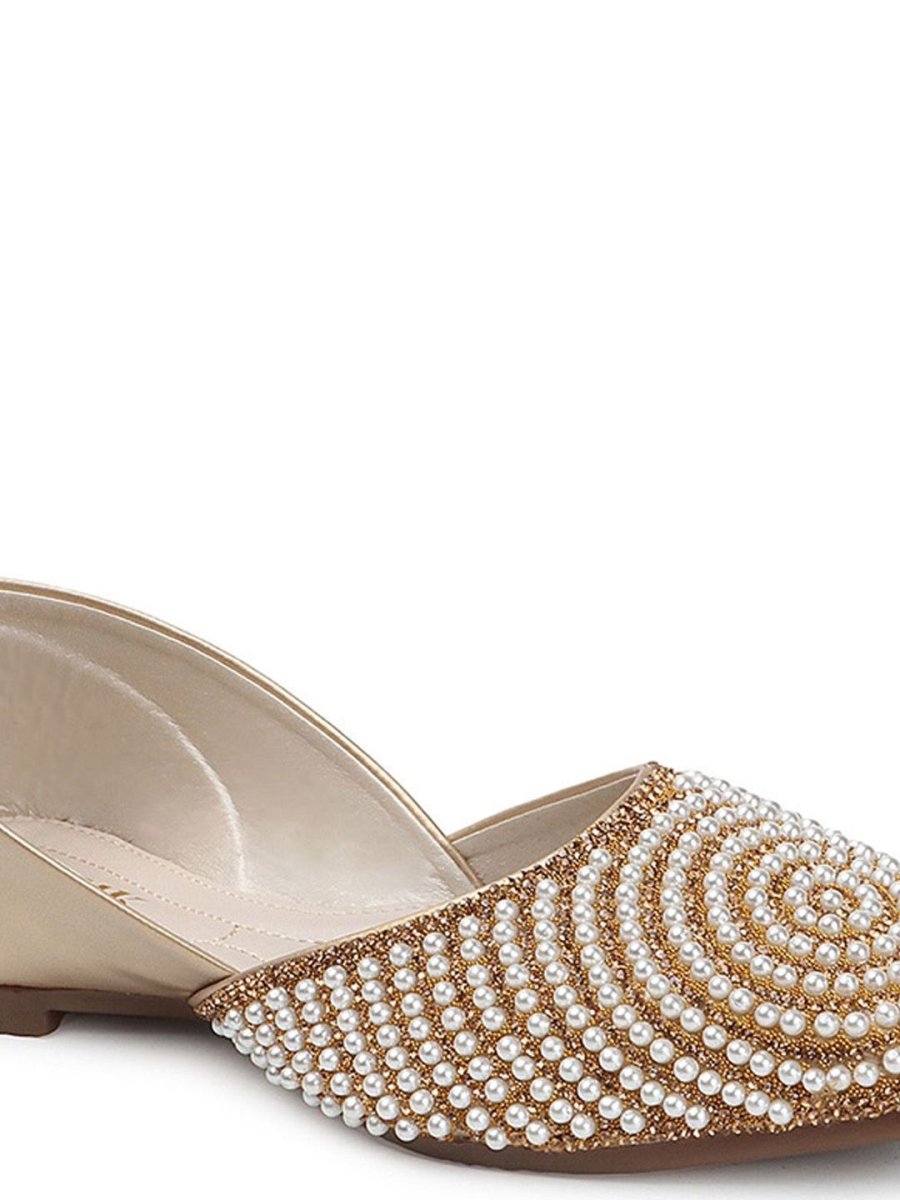 Dhiyona AK Women Leather Embellished Slip-On Ballerinas