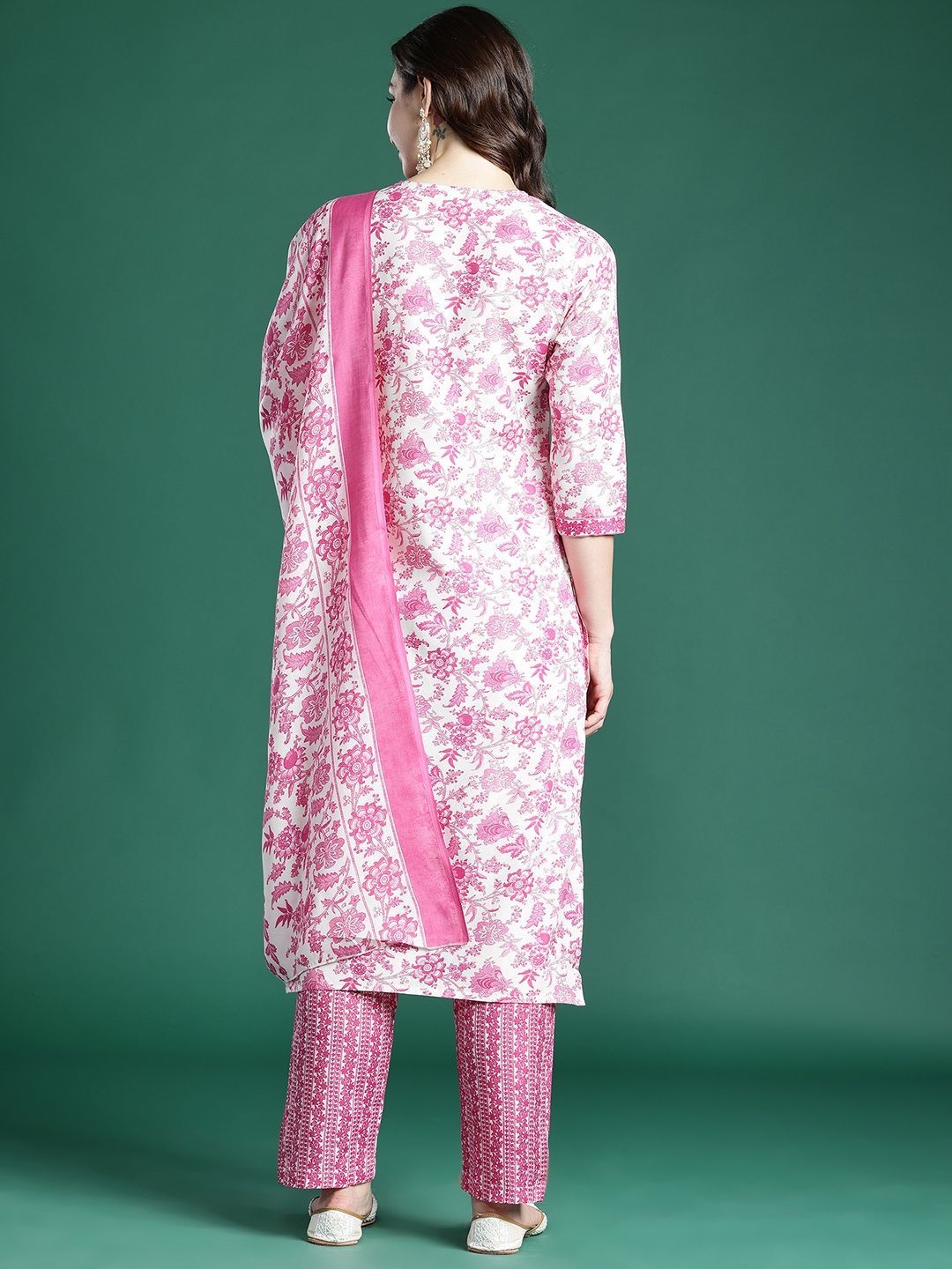 Dhiyona IE Floral Printed Kurta with Trousers & Dupatta