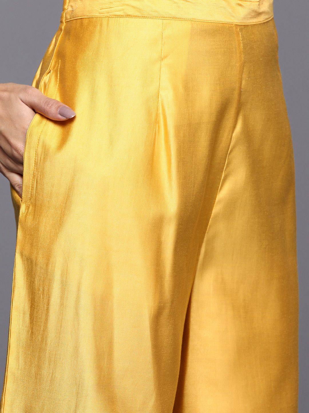 Women Yellow Printed Liva Kurta with Palazzos & With Dupatta