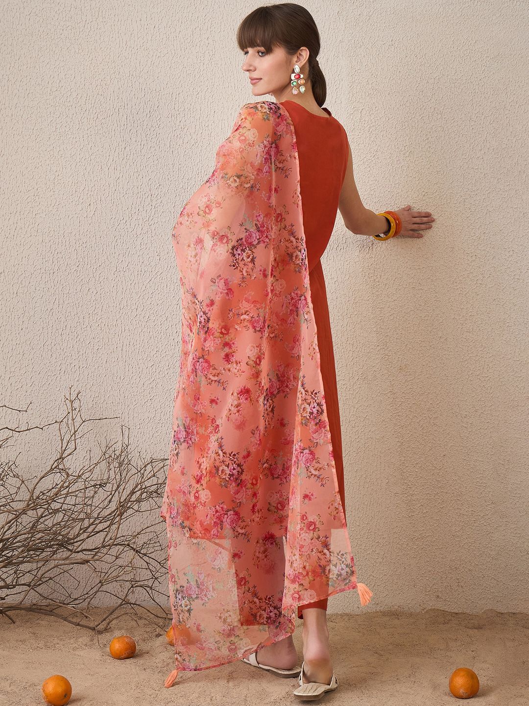 Dhiyona IE Women Floral Regular Pure Cotton Kurta with Trousers & With Dupatta