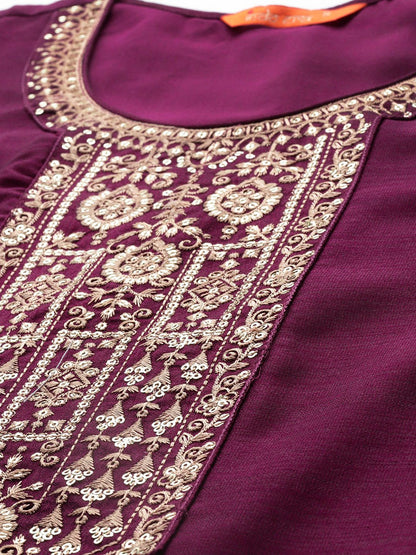 Ethnic Motifs Embroidered Sequinned Kurta with Trousers & With Dupatta