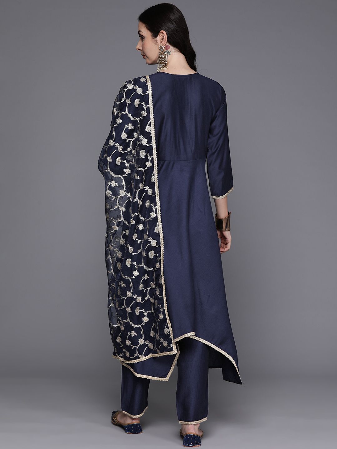 Women Empire Sequinned Kurta with Trousers & With Dupatta