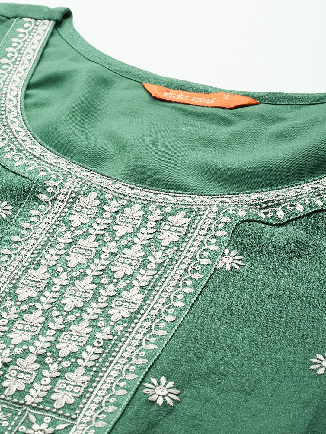 Dhiyona IE Floral Embroidered Sequinned Kurta with Trousers & With Dupatta