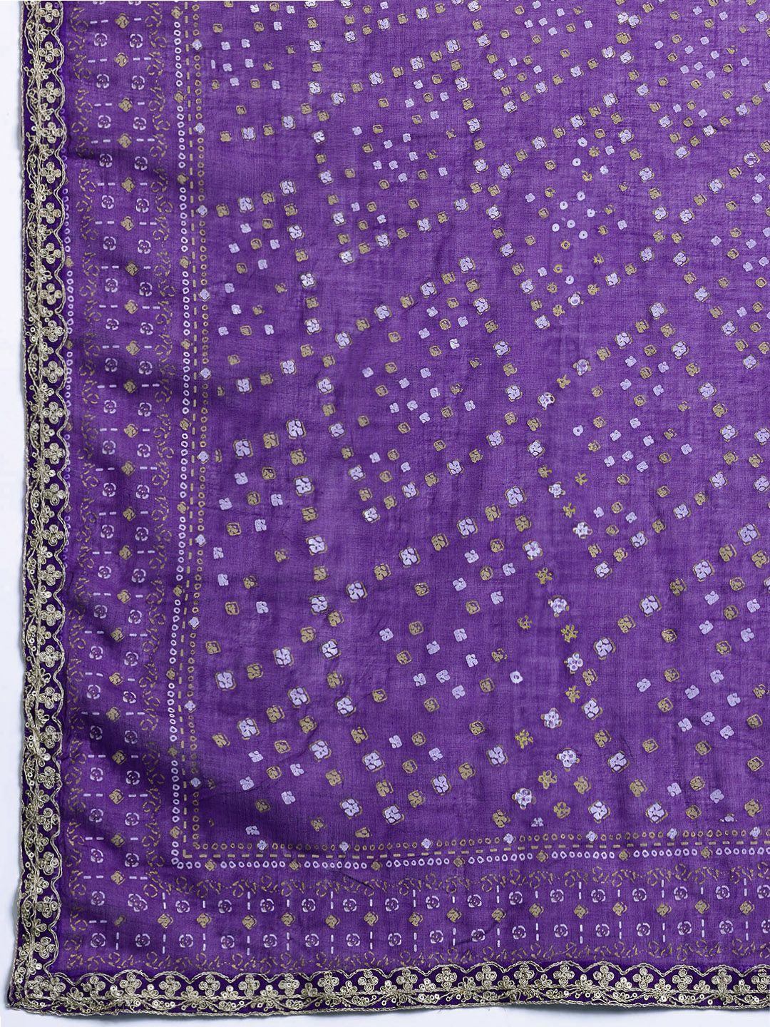 Embroidered Sequinned Kurta With Trousers & Dupatta