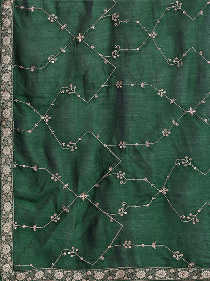 Dhiyona IE Floral Embroidered Sequinned Kurta With Trousers & Dupatta