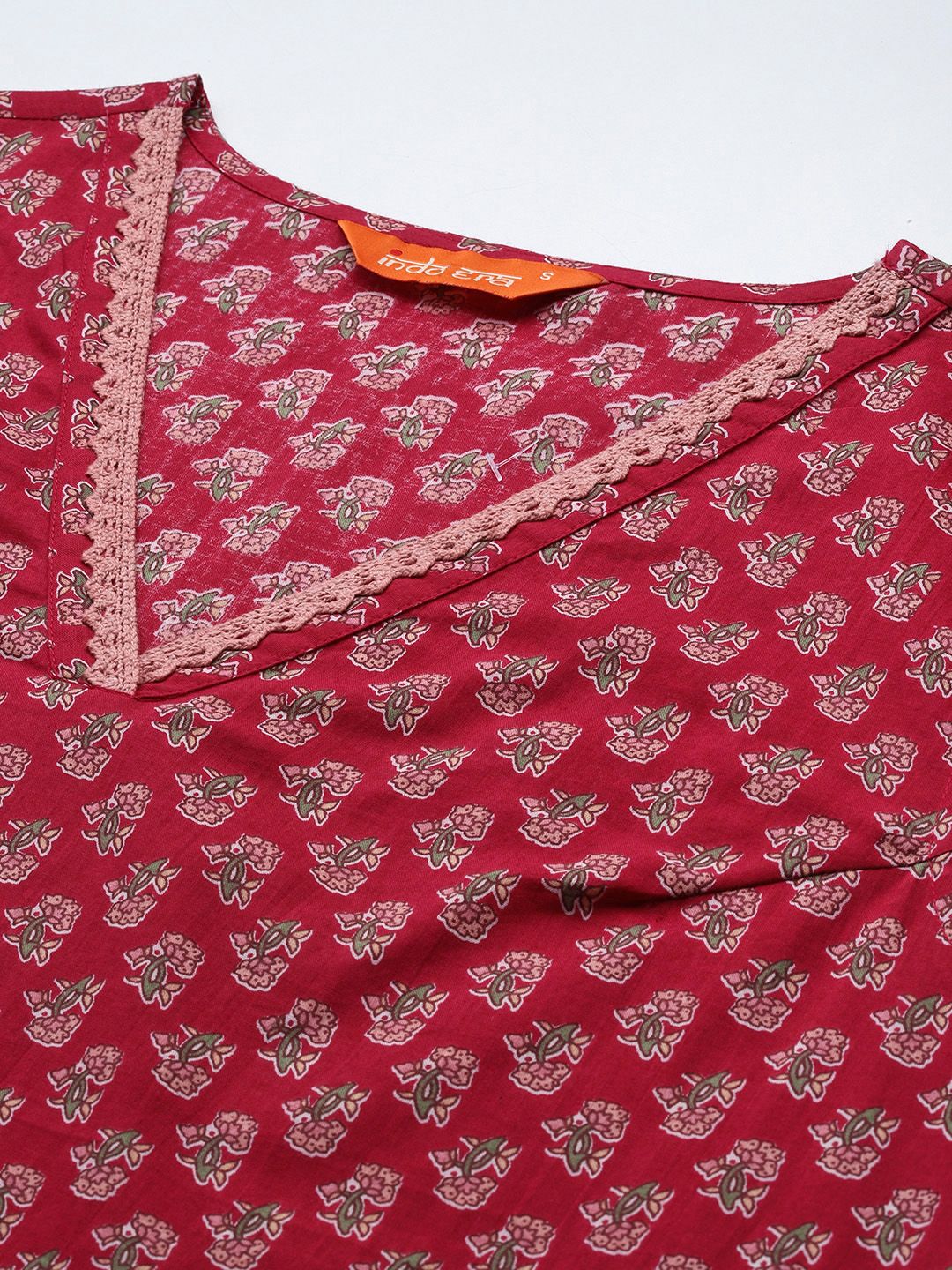 Dhiyona IE Floral Printed Regular Pure Cotton Kurta with Trousers