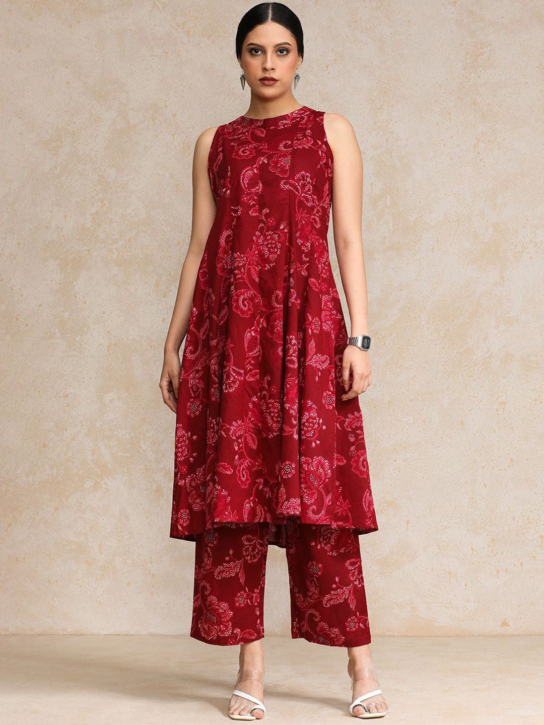 Dhiyona VA Women's Ethnic Motifs Printed Regular Pure Cotton Kurta with Trousers