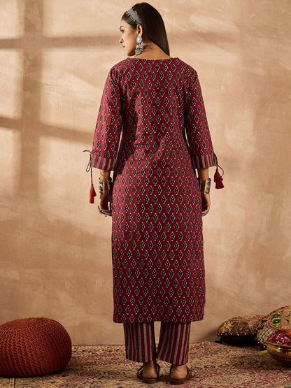 Women Ethnic Motifs Printed Regular Pure Cotton Kurta with Palazzos